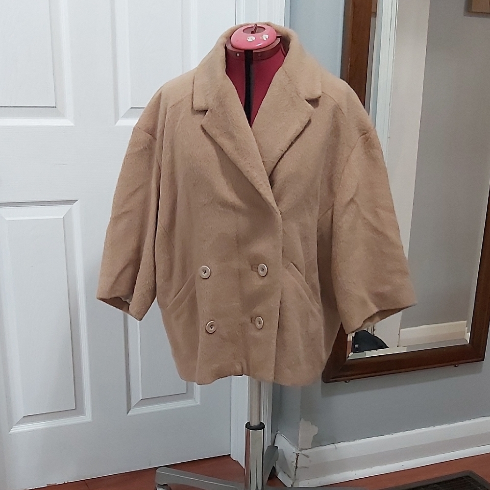 Women's Tan Double-Breasted Coat